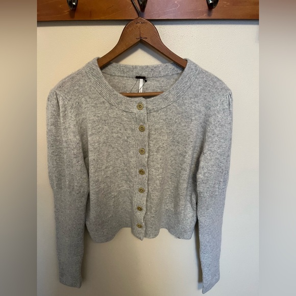 NWT Free People Sloane Cashmere Light Gray Cardigan - S - Picture 5 of 9